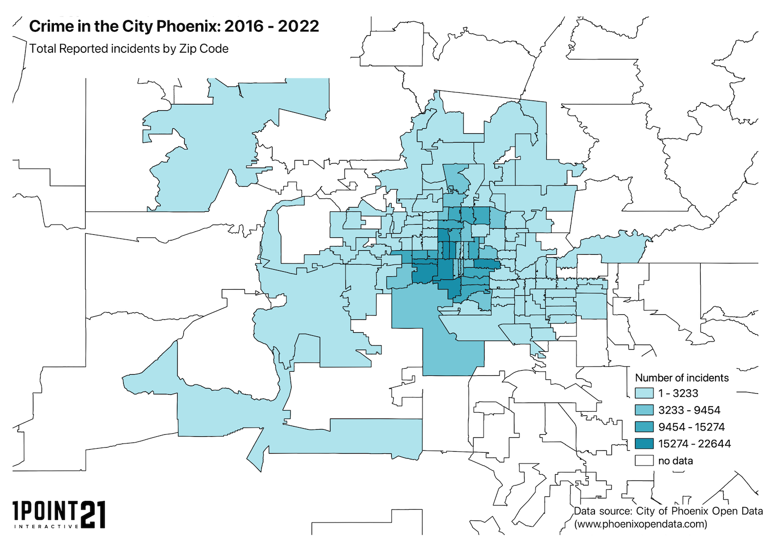 Crimes in Phoenix by Zipcode